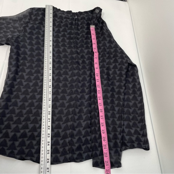 Sibel Saral Blouse Women’s S Gray Sheer Silk Double Layered Geometric - Picture 11 of 11